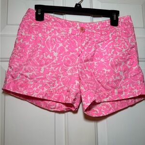 Lilly Pulitzer Callahan Short Shorts Sz 2 Hot Pink Floral Beach Vacation Cotton